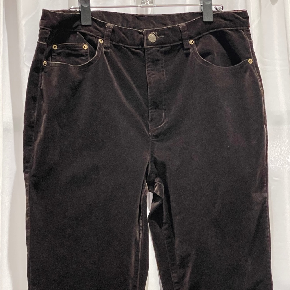DG2 Diane Gilman Velvet Jeans Style Pants Brown Sz 14